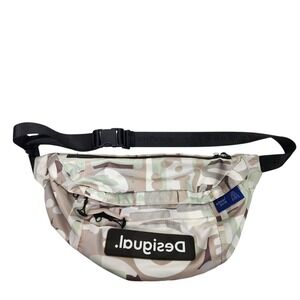 DESIGUAL Sonar 2019 Belt Bag Unisex Large Beige Camo Fanny Pack Travel Festival